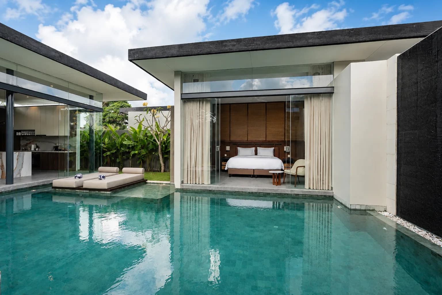 Private pool beside a bedroom wing of the two-bedroom Pronoia villa