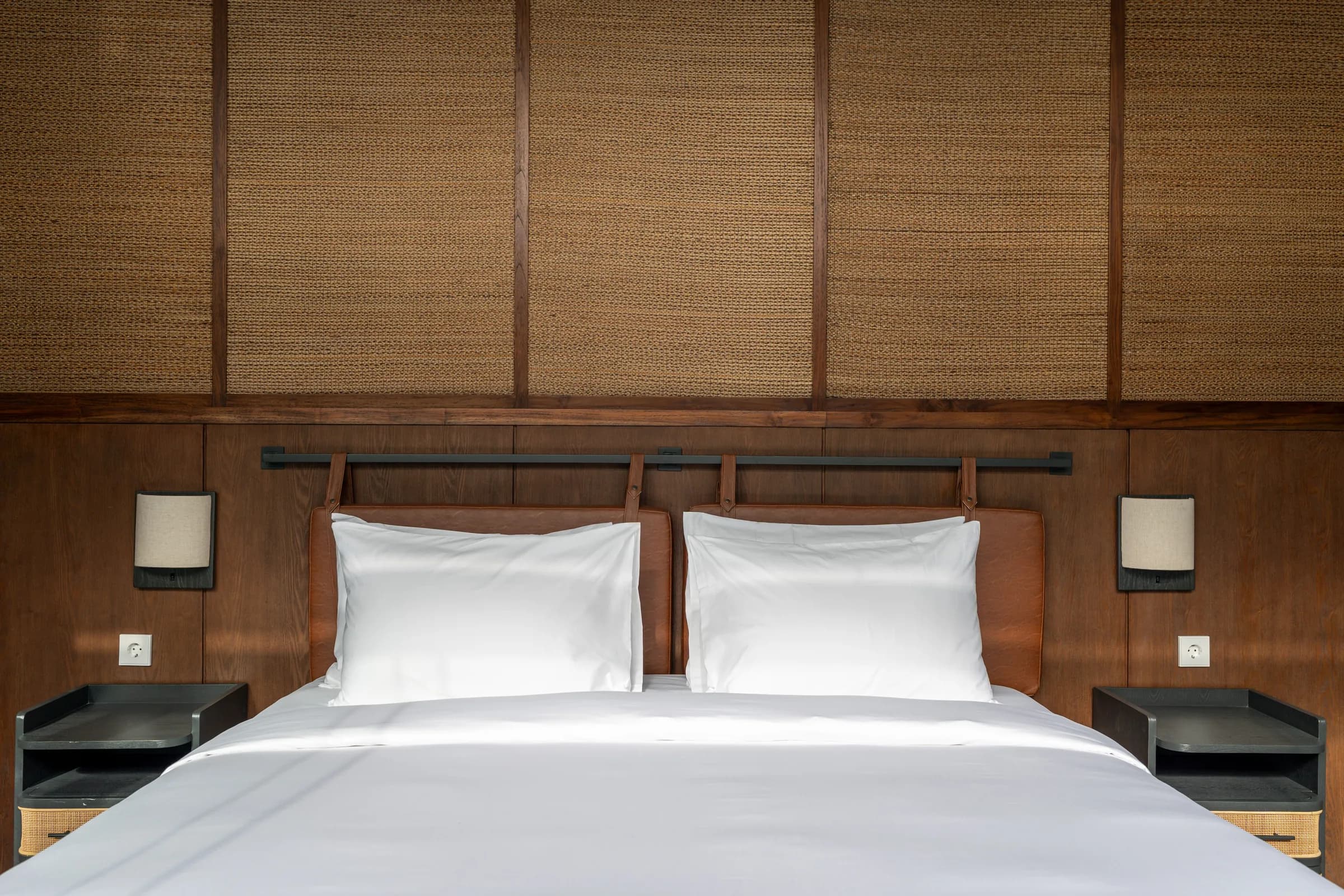 Primary bedroom inside the two-bedroom Pronoia villa