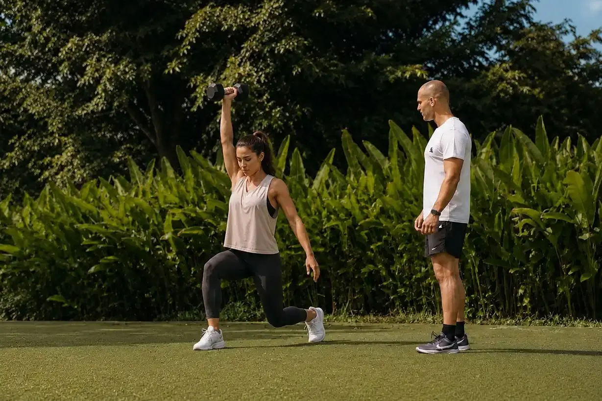 A Pronoia coach working one-to-one with a guest in Jimbaran