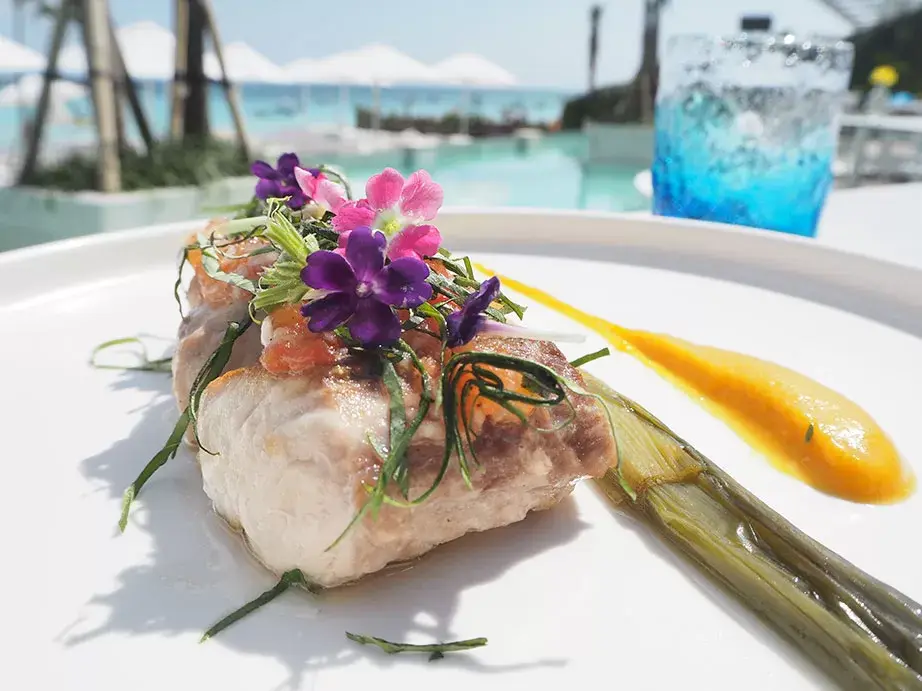 A plated dish served at Azure Beach Restaurant, Jimbaran